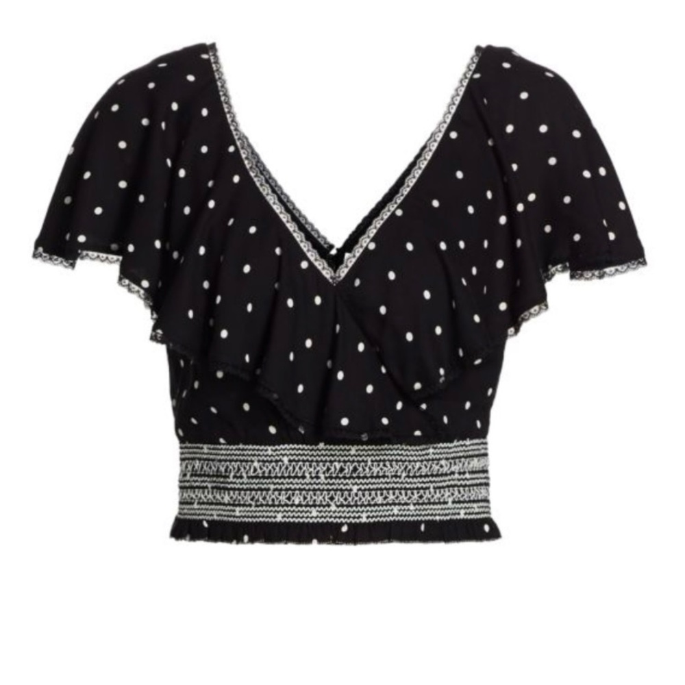 Alice + Olivia Black and White Polka Dot Crop Top